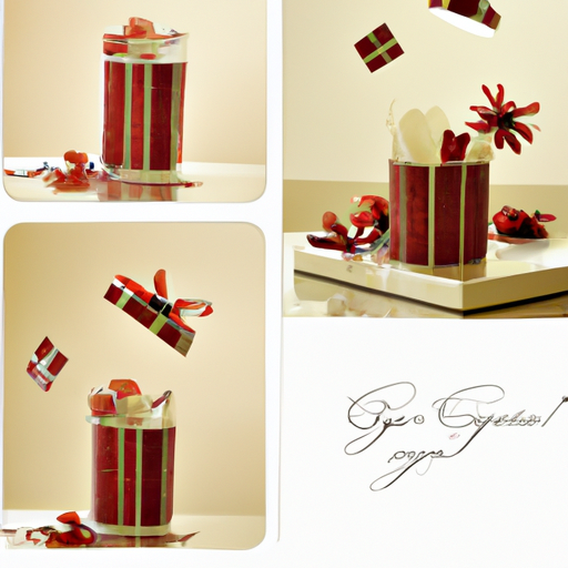 קולאז' תמונות המראה את הפיכתה של מתנה פשוטה למתנה יוצאת דופן עם שימוש בקופסת מתנה מיוחדת.