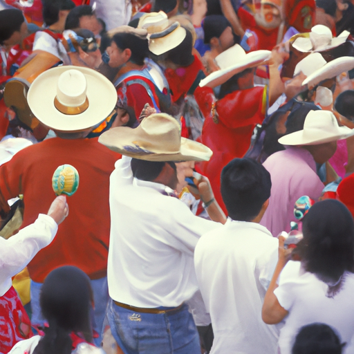 קבוצת מקומיים נהנית מפסטיבל מקסיקני מסורתי