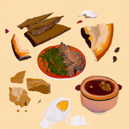 3. ארוחה אזרבייג'נית מסורתית הכוללת דולמה, פלוב ולחם טרי.